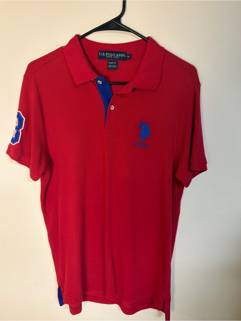 U.S. Polo Assn. Red Polo with Blue Logo and Trim